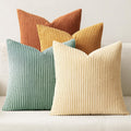 Boho Farmhouse Throw Pillow Covers 20x20 Set of 4 - Soft Corduroy