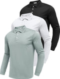 Long Sleeve Polo Shirts for Men - Moisture Wicking Quick Dry Polo