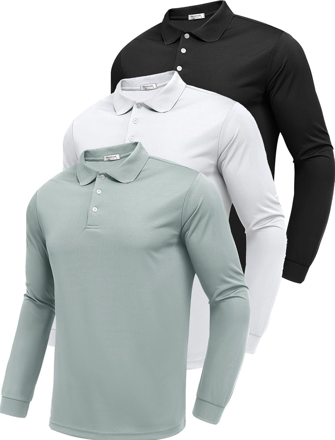 Moisture Wicking Long Sleeve Polo Shirts for Men by PINSPARK