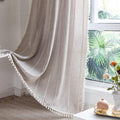 Country Farmhouse Boho Tassel Curtains 63 in Length - Light Filtering