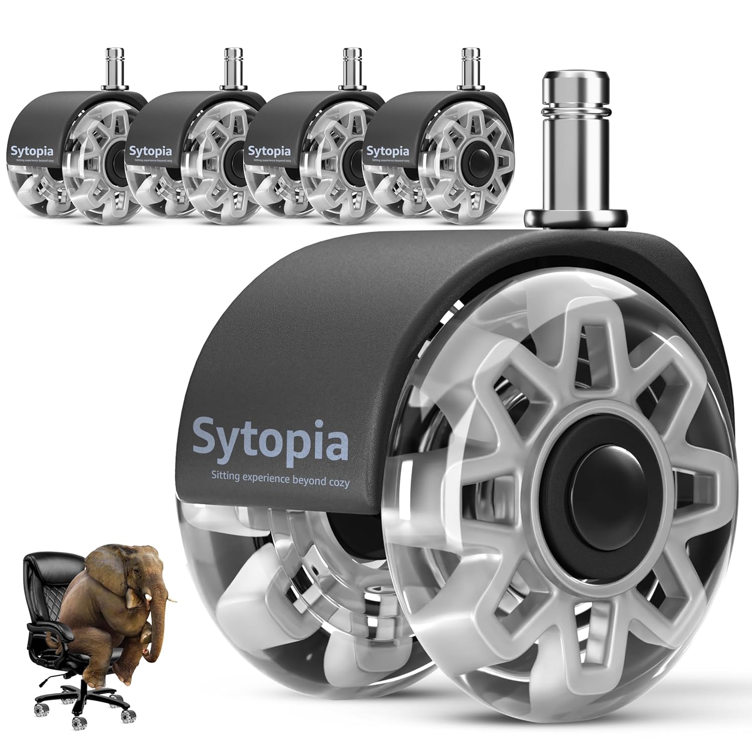 Sytopia 2.5 Inch Heavy Duty Chair Wheels Set - Carpet & Hardwood Floors