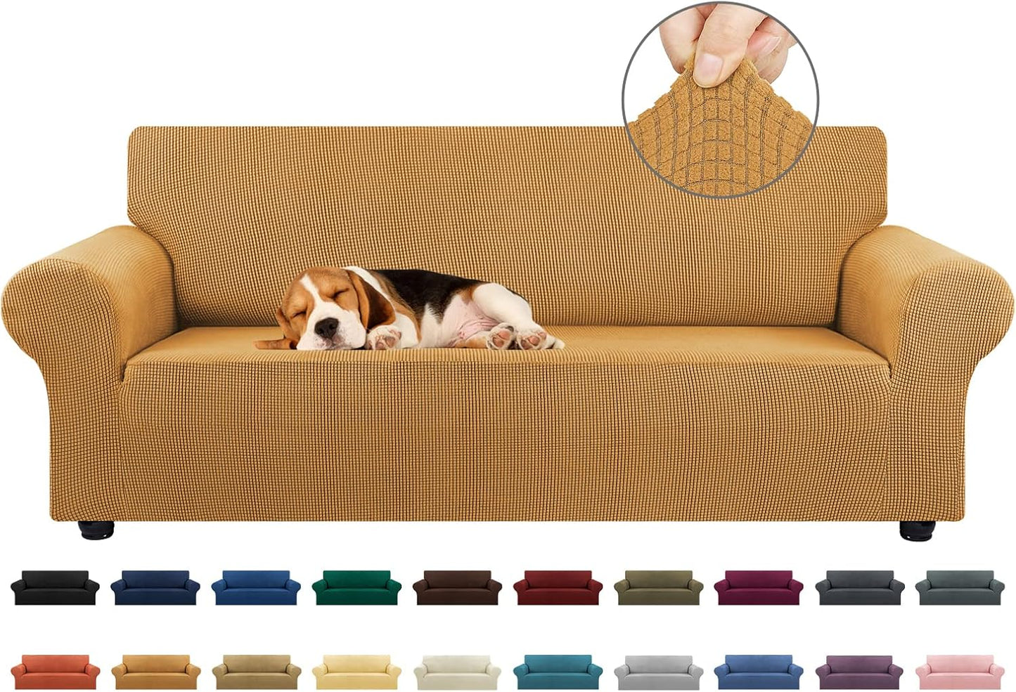KEKUOU Stretch Sofa Cover Slipcover for 3 Cushion Couch Sofa