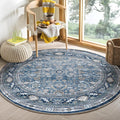 OPPODREAM Vintage Blue Round Rug 3ft for Living Room & Office