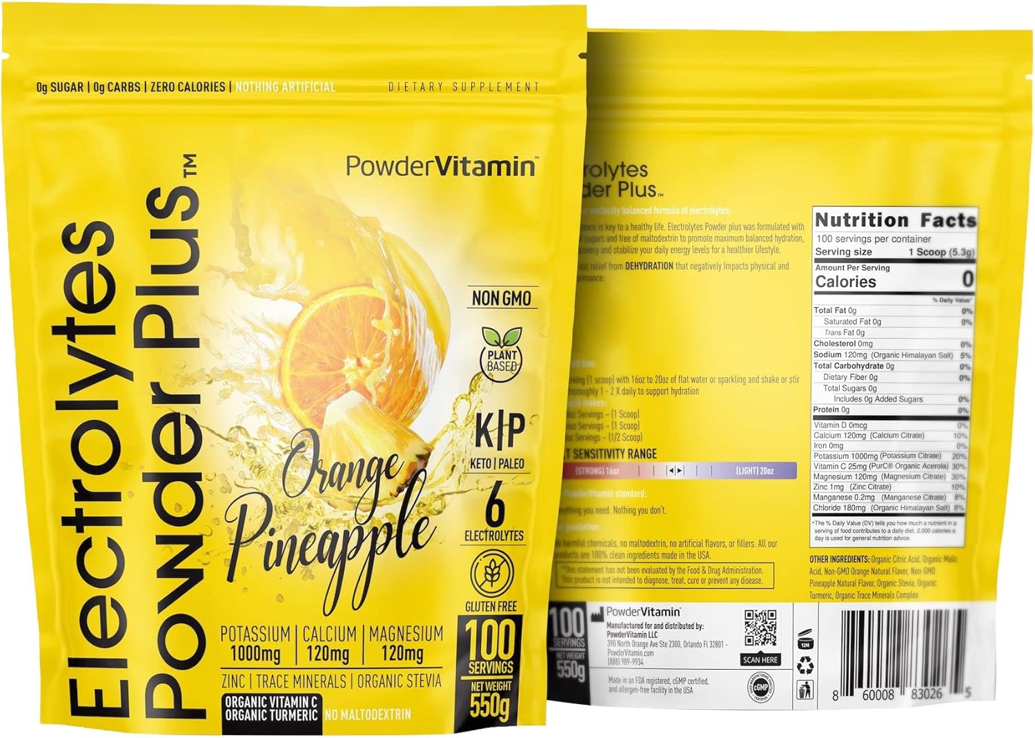 Electrolyte Powder Plus for Hydration with Orange Pineapple Flavor