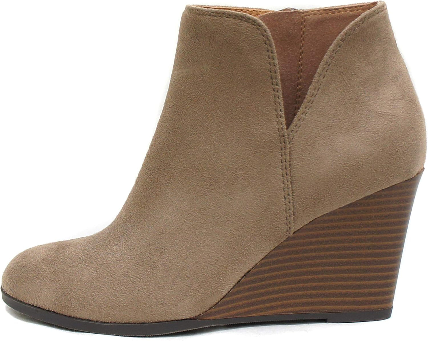Soda Mid Ankle Bootie with Split Shaft and Zipper Wedge Heel