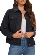 Corduroy Cropped Jacket for Women - Warm Lightweight Shacket