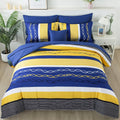 8 Pieces Bed in a Bag Stripe Comforter Set for Queen Size Beds