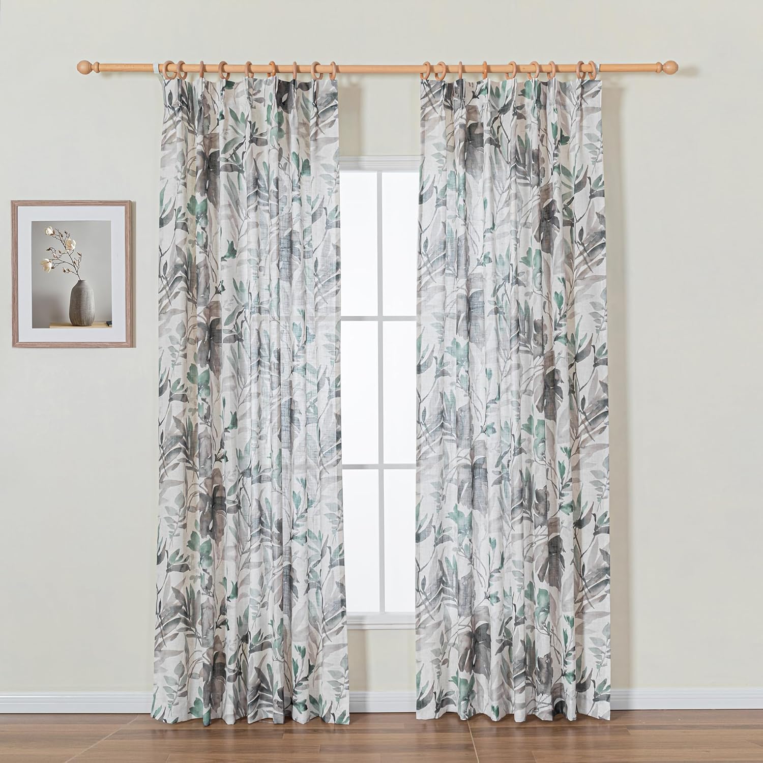 Pinch Pleated Floral Curtains for Living Room and Dining Room