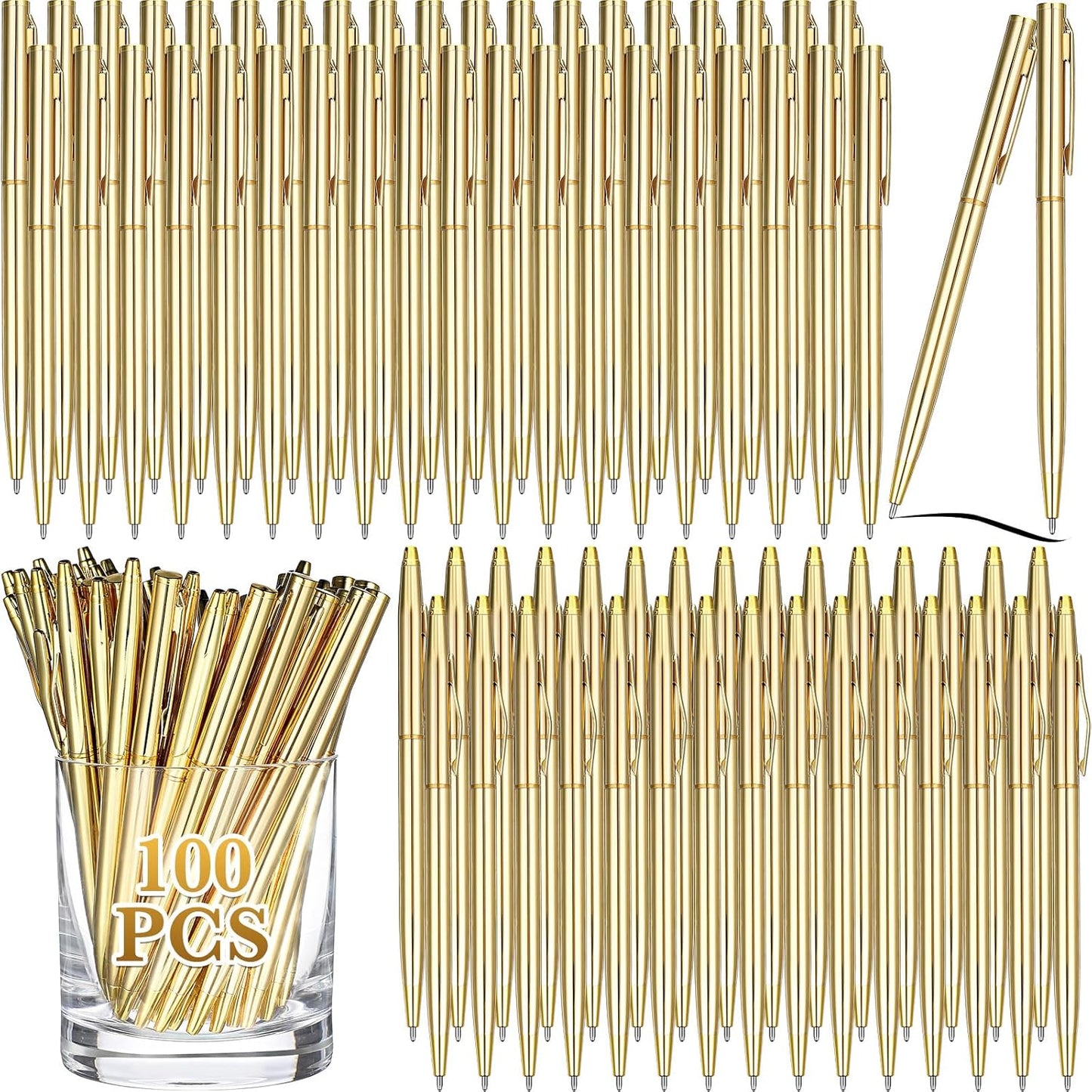 Fuutreo 100 Pack Gold Pens for Weddings and Office Use