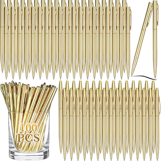 Fuutreo 100 Pack Gold Pens for Weddings and Office Use