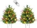 2 Pack Prelit Outdoor Christmas Tree 30 in - Compact Festive Pathway
