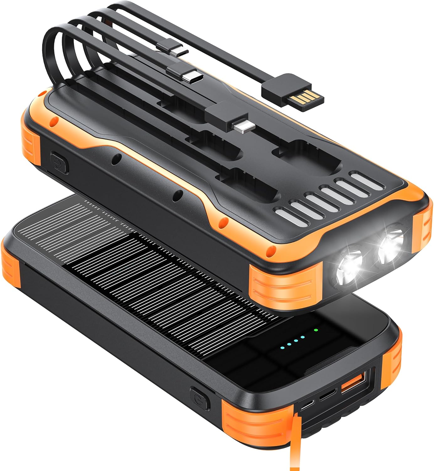 MINRISE Solar Power Bank 40000mAh - Fast Charge & Dual Flashlights