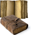 Vintage Leather Journal Lined Pages with Key - Handmade Deckle Edge