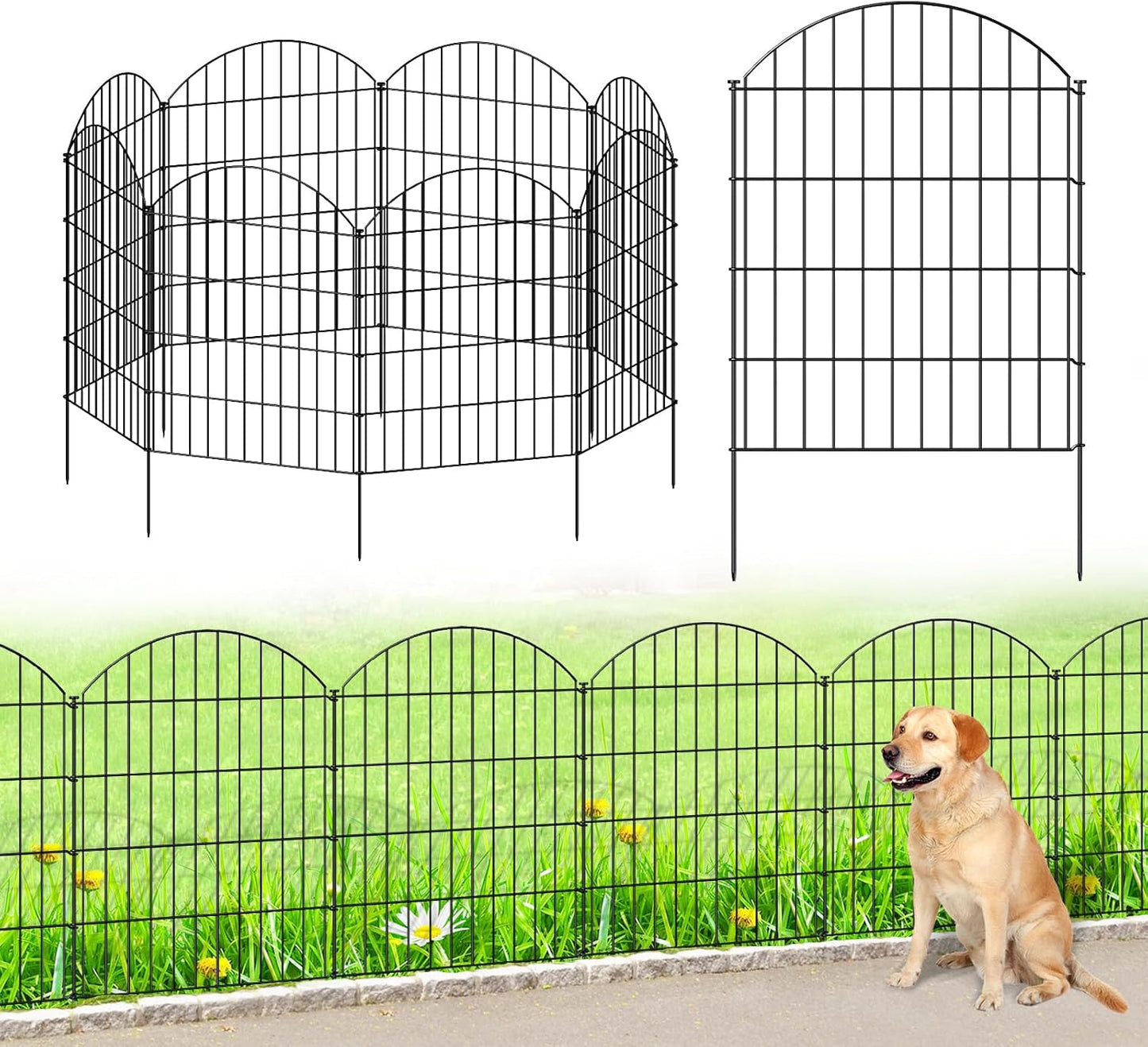 Metal Garden Fence 36in x 18.7ft - Durable Dog Barrier Panels