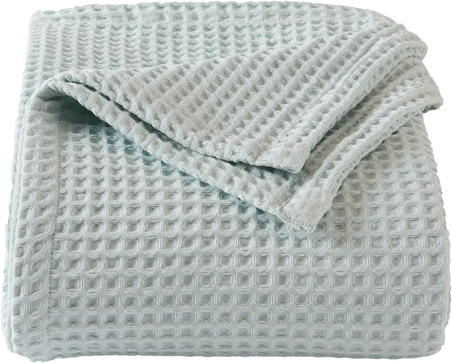 100% Cotton Waffle Weave Bed Blanket for All-Season Comfort