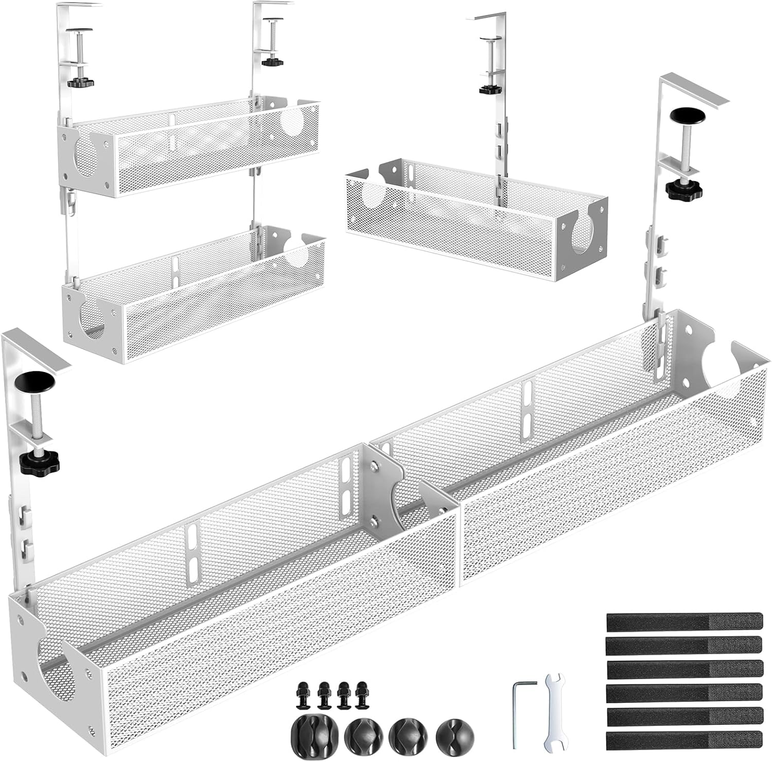 Clamp-On Metal Cable Management 2 Pack - No Desk Damage