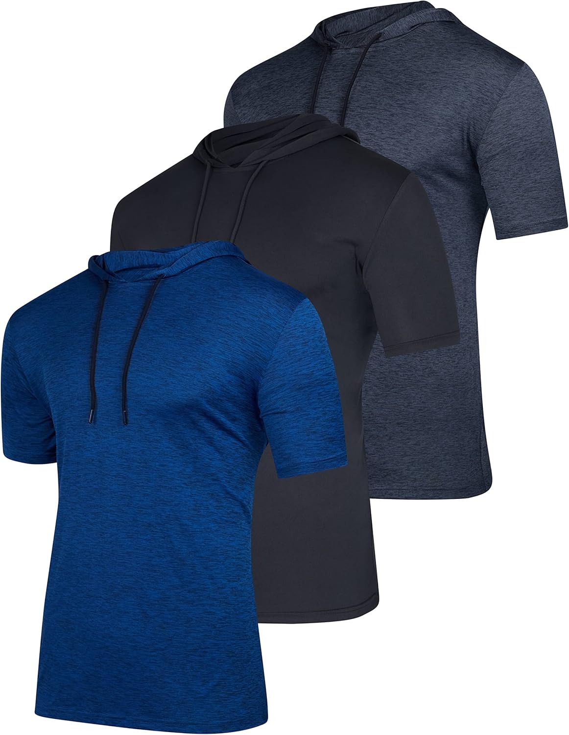 Men's Dry Fit Short Sleeve Hoodie: 3 Pack Active Pullover