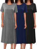 Long Nightgowns for Women 3 Pack - Soft Full Length Nightshirts Shoes