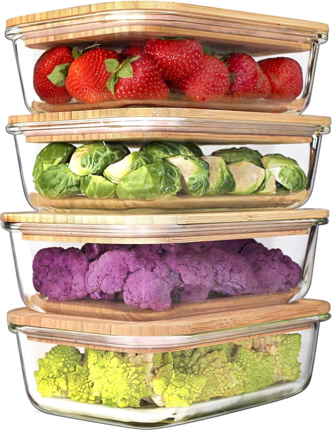 Urban Green Glass Containers with Bamboo Lids for Meal Prep