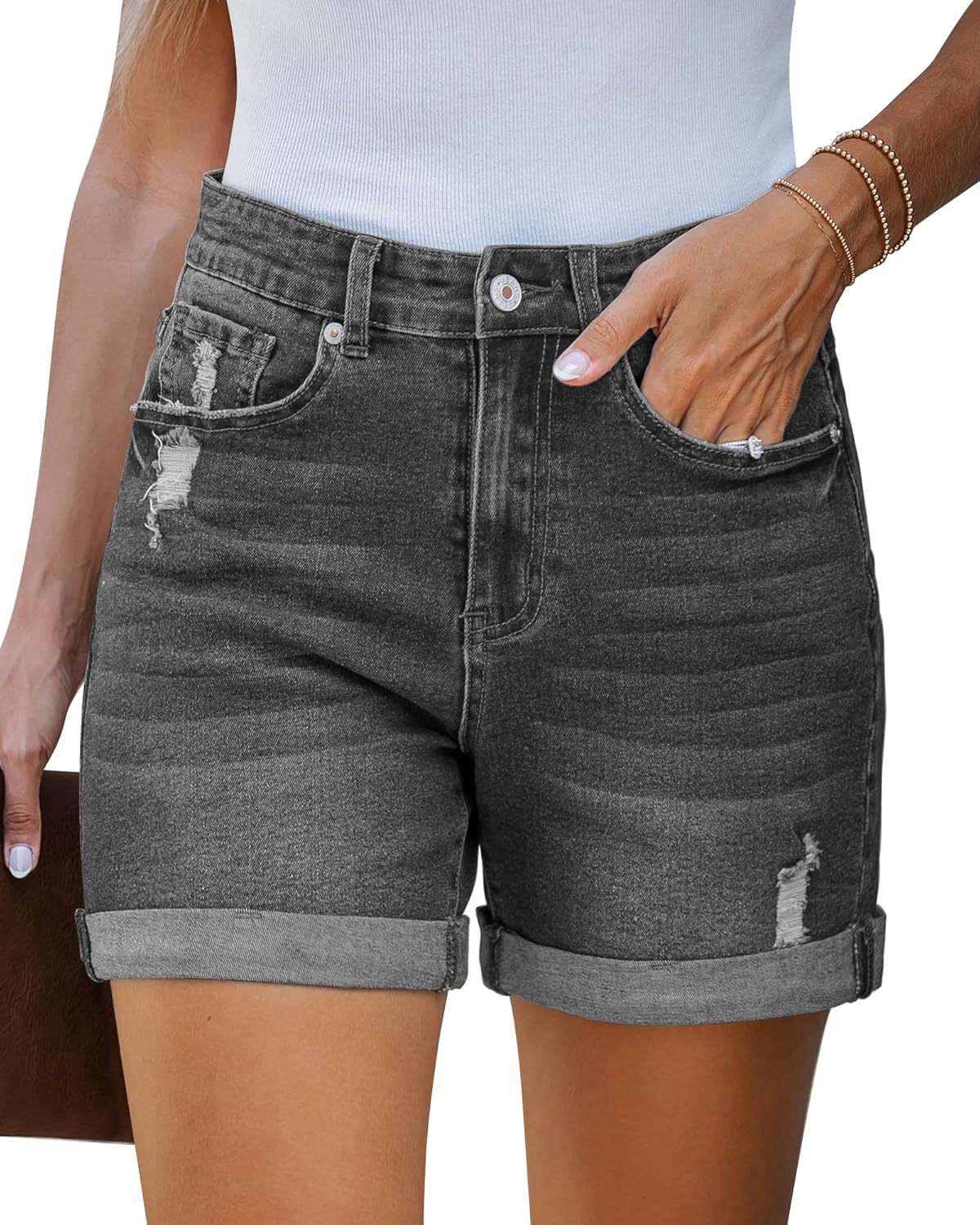 Stylish High Waisted Ripped Denim Shorts for Women
