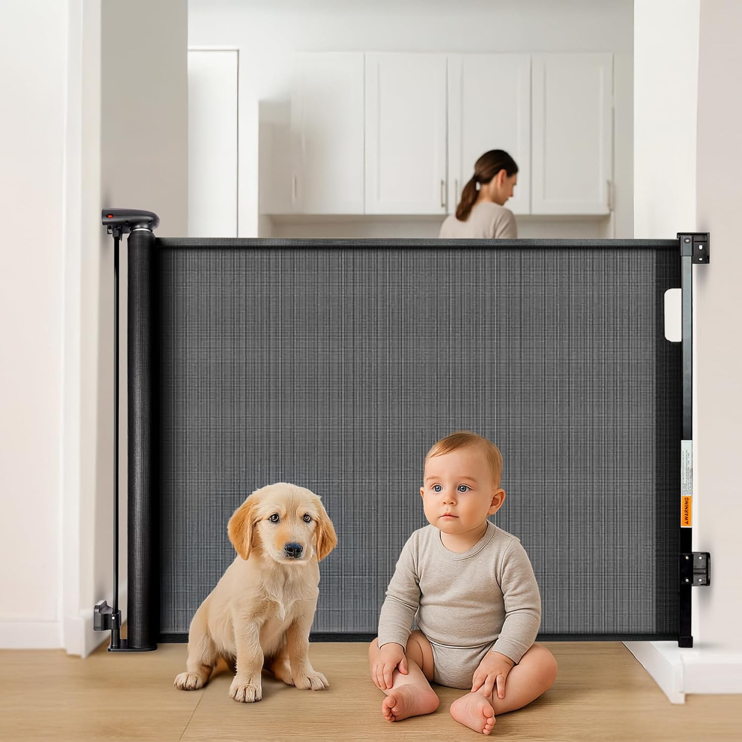 Retractable Baby Gates for Stairs and Doorways - 33in Tall