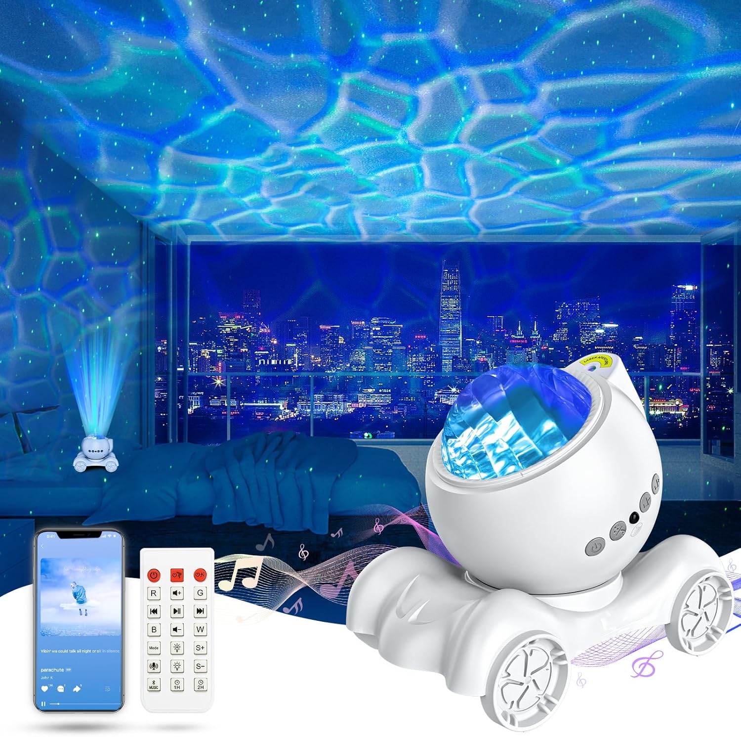 ENOKIK Star Projector with Bluetooth Speaker and White Noise