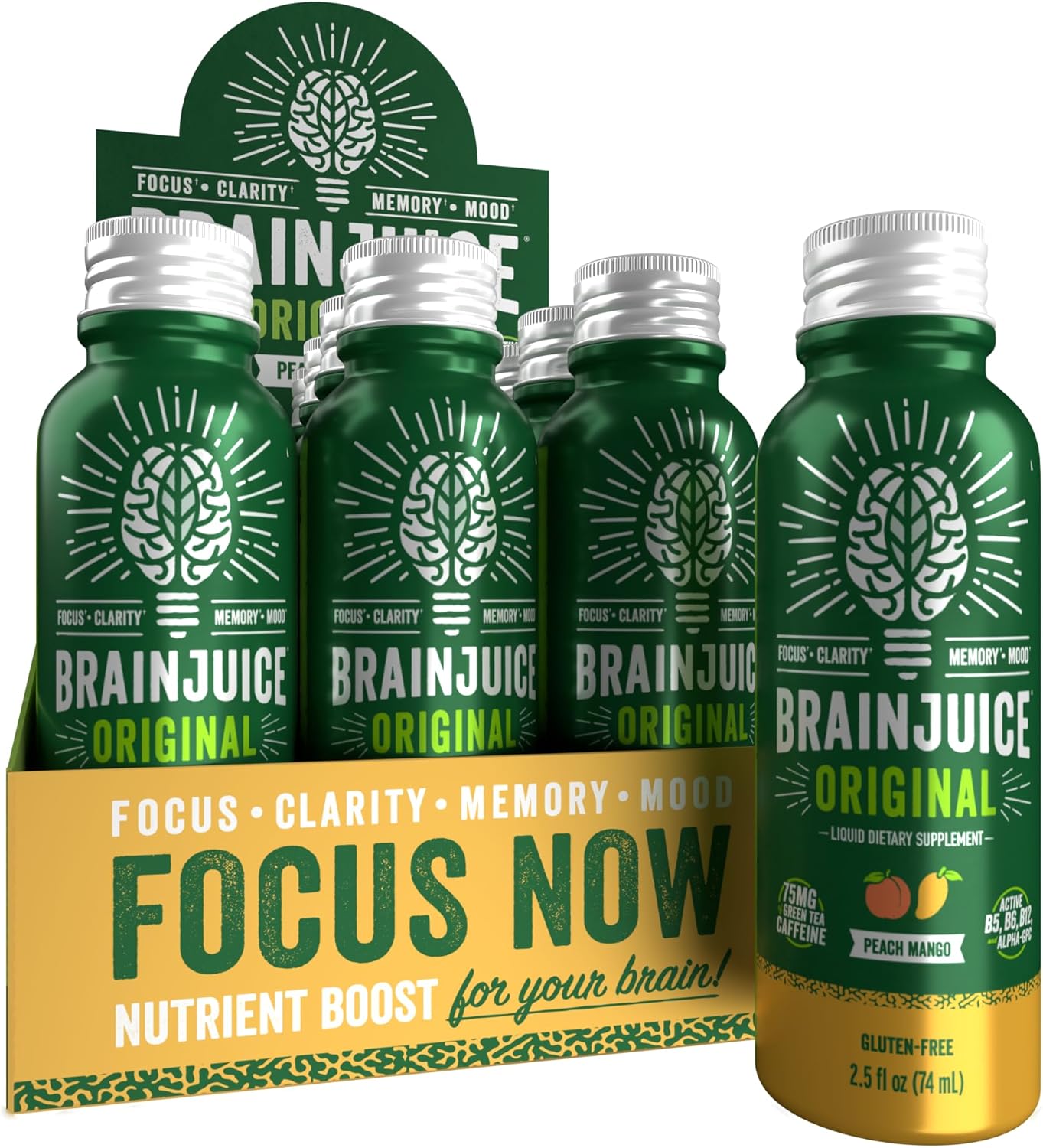 BrainJuice Brain Support Shot for Energy & Focus - 12 Pack
