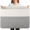 XXXL Cotton Rope Blanket Basket 108L Grey and White - Extra Large