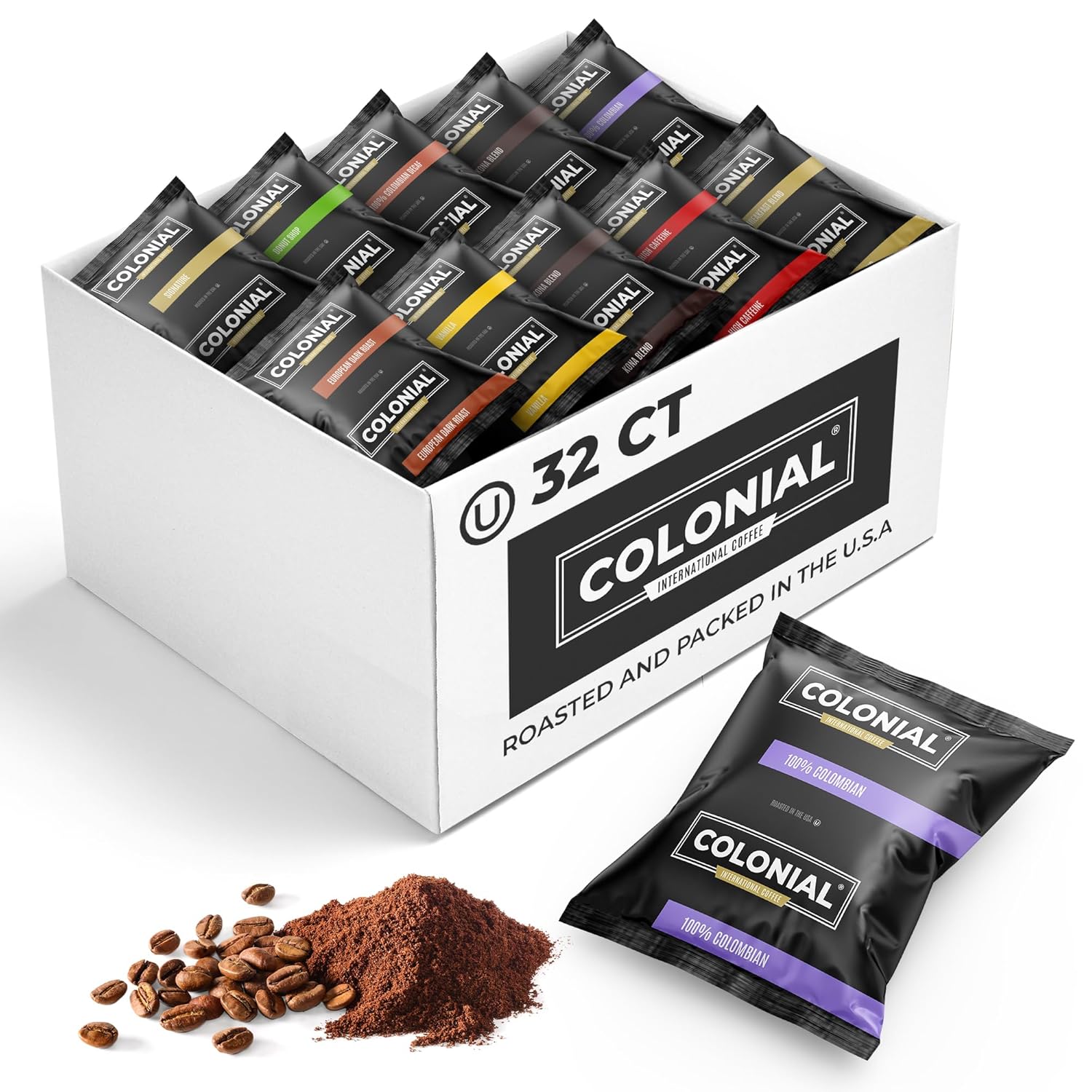 Colonial Coffee 32 Count Single Pot Coffee Packets Variety