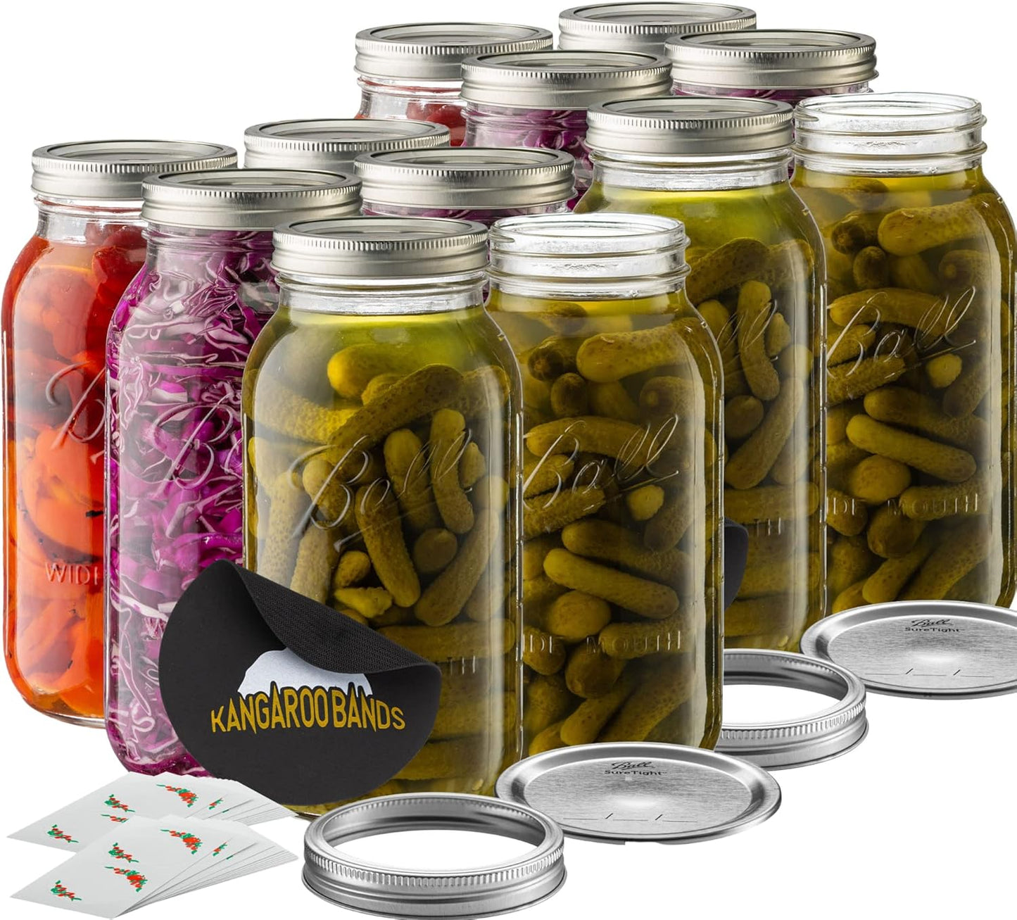 Wide Mouth 64 oz Mason Jars with Lids and Bands for Canning