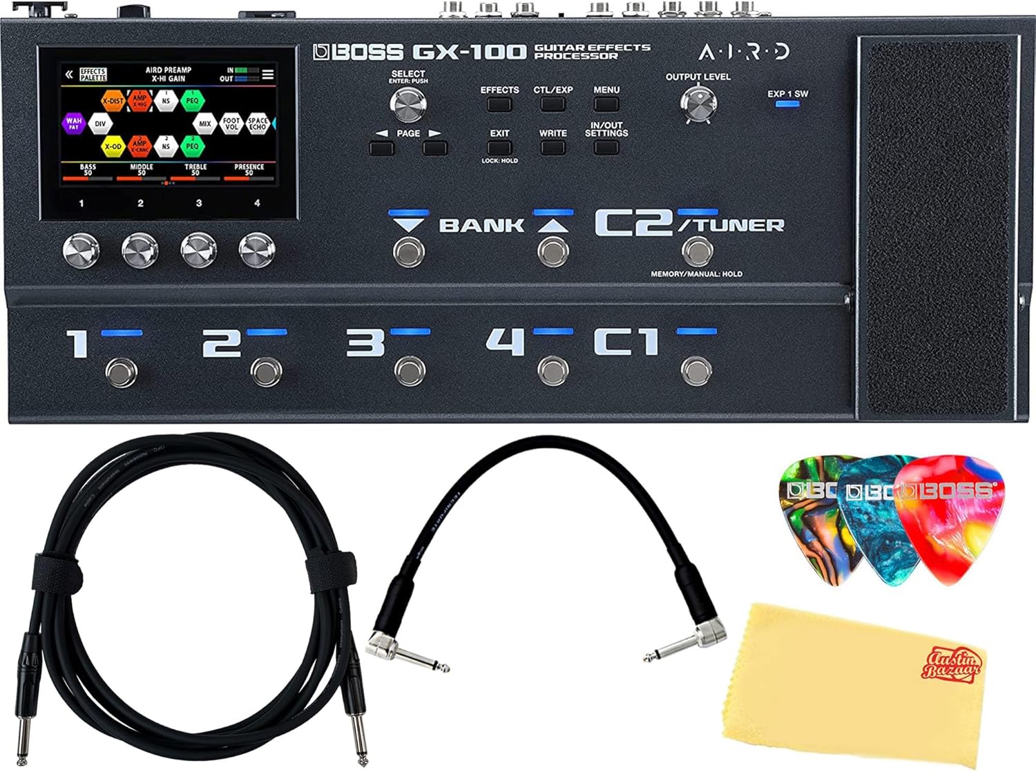 Boss GX-100 Guitar Multi-Effects Pedal Bundle with Accessories