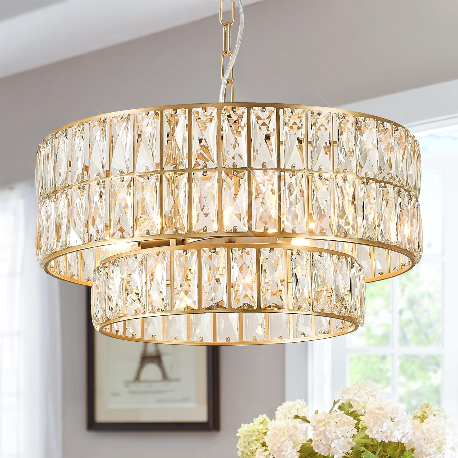 20ft' Modern Gold Crystal Chandelier for Luxury Home Lighting