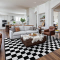 Seavish Checkered Rug - Modern Cotton Woven 8x10 Area Rug
