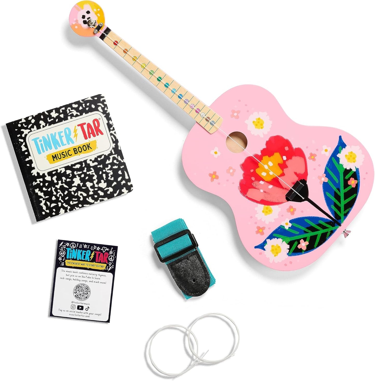 Pink Floral Acoustic Guitar - Easy Intro to Music for Kids