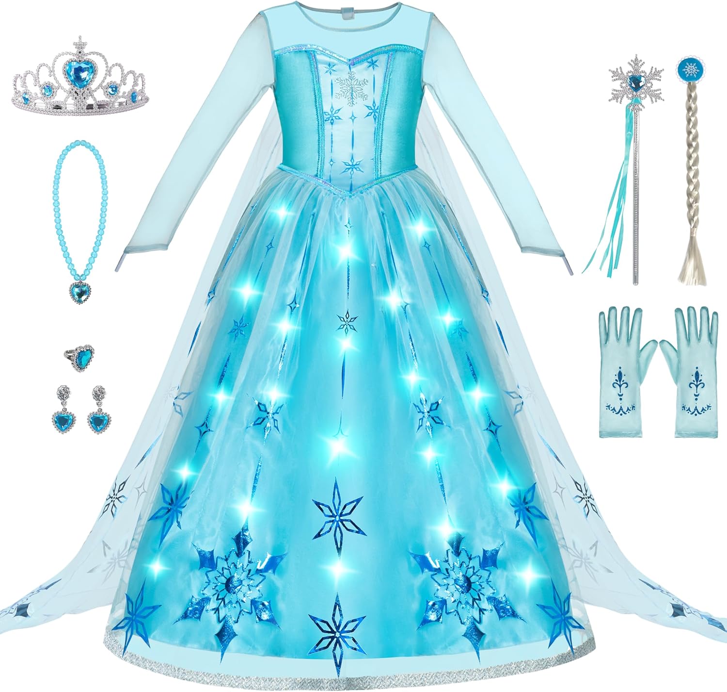 Light-Up Ice Princess Costume for Girls - Perfect for Halloween