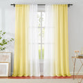 Ombre Chiffon Sheer Curtains Yellow Crushed Crinkle - Light Filtering