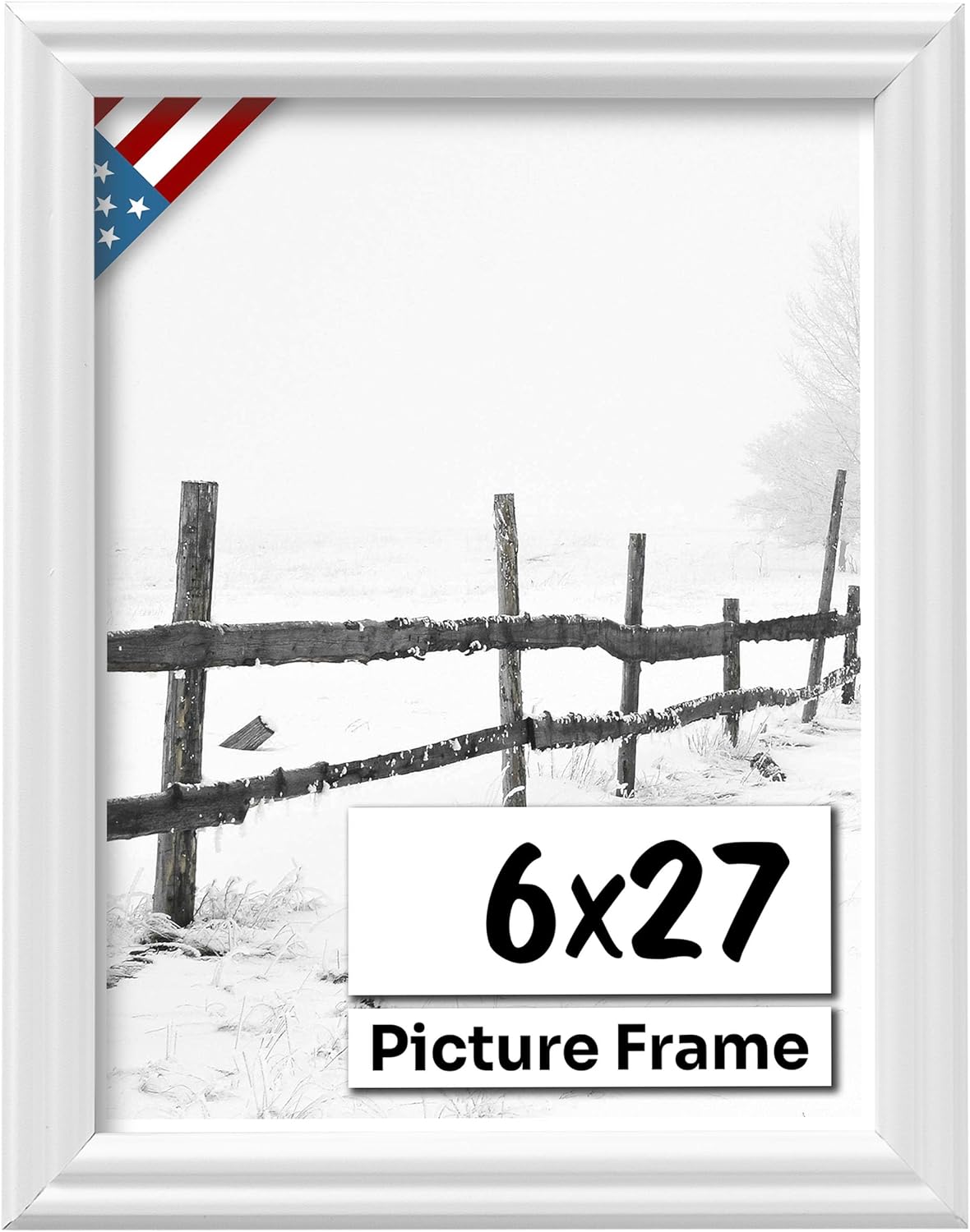 White 6x27 Picture Frame with UV-Blocking Plexiglass for Art