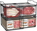 Freezer Organizer Bins 2-Pack Black - Large Expandable Stackable