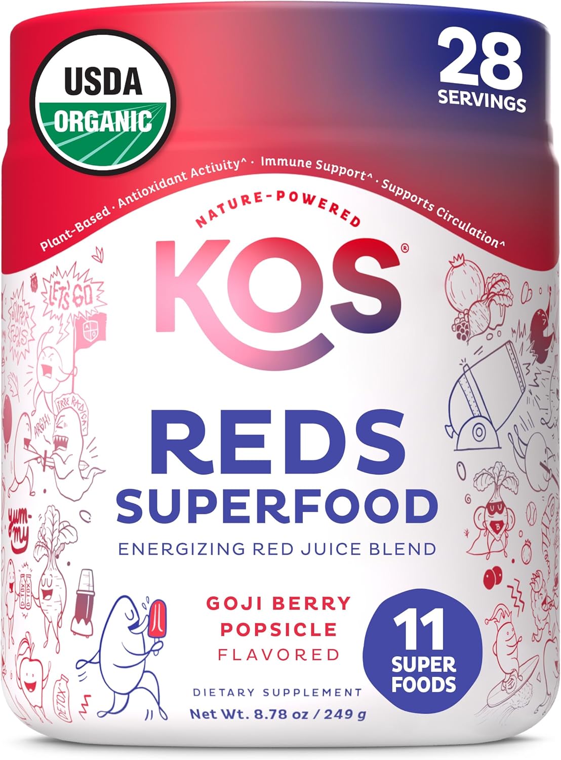 KOS Reds Superfood Powder for Antioxidants and Digestion