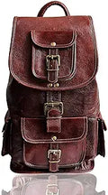 16 in Genuine Leather Retro Rucksack Backpack for Travel