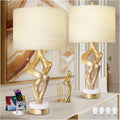 Sculptural Table Lamp Set of 2 with USB Ports for Modern Decor