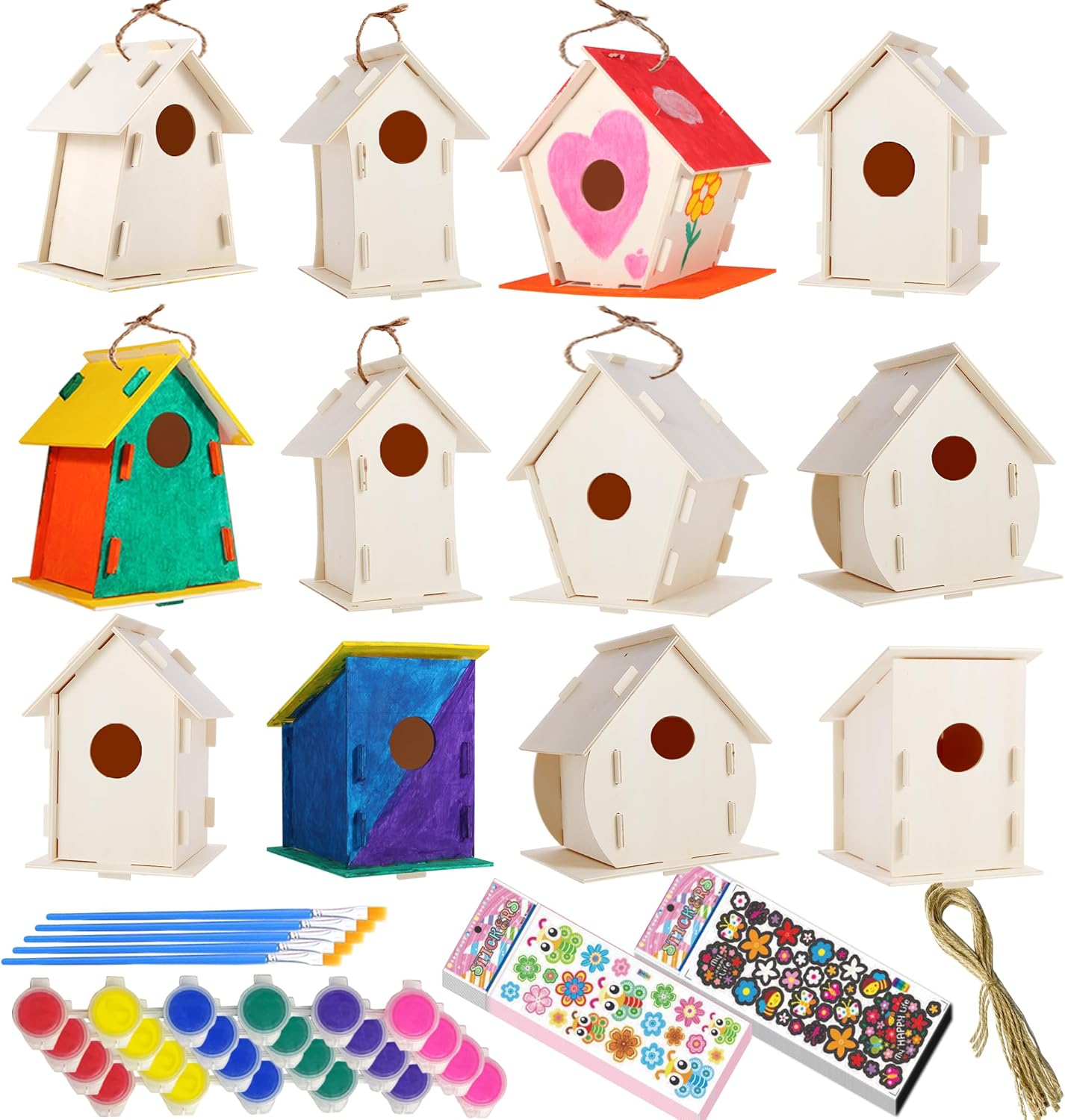 24 Pack Large DIY Bird Houses Kits for Kids Craft Fun
