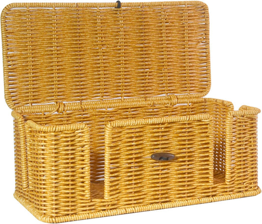Rattan Cable Organizer Box - Tidy Cords, Elegant Style