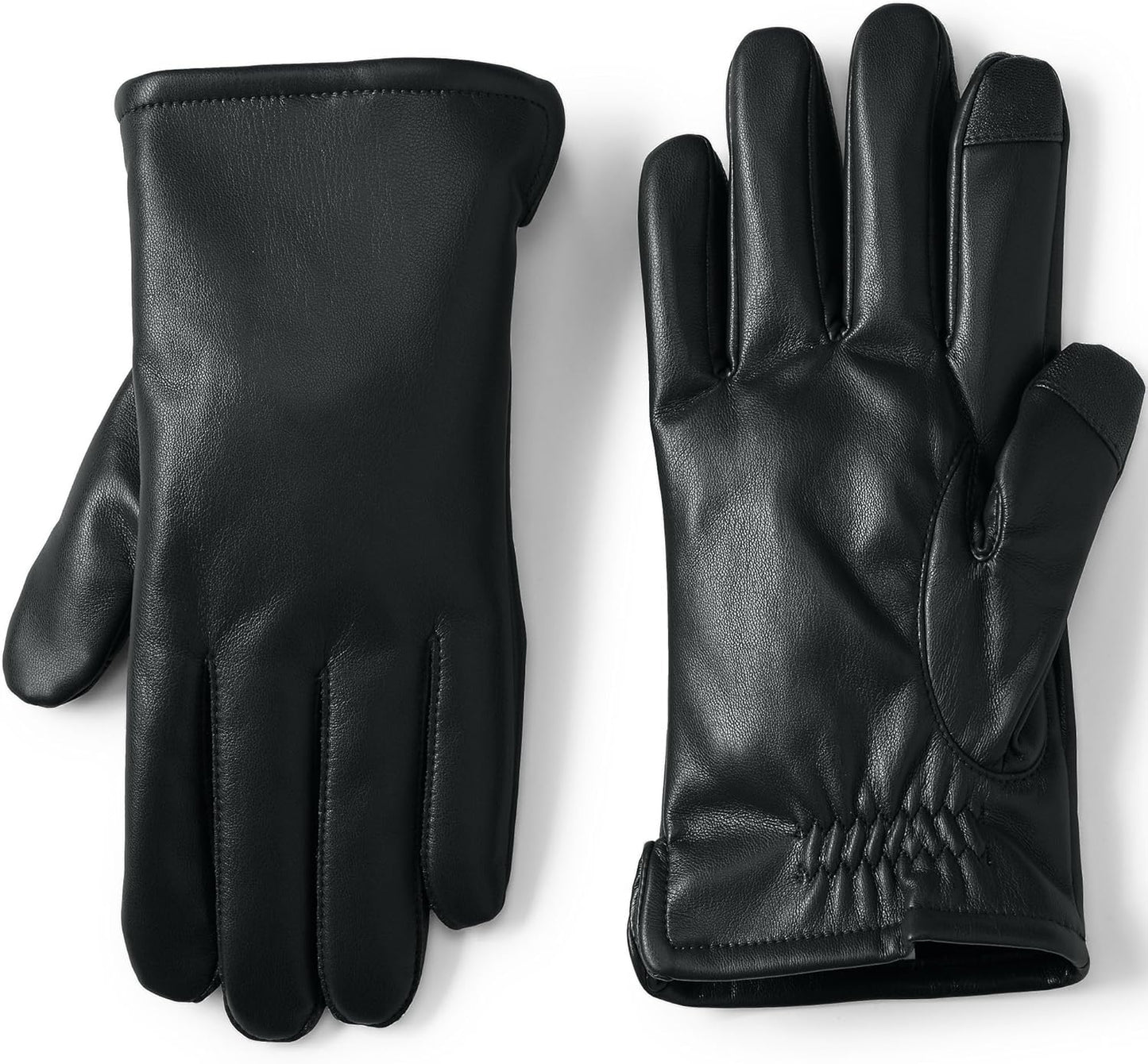 Lands' End Men's Cashtouch Lined Faux Leather Glove - Luxurious Warmth