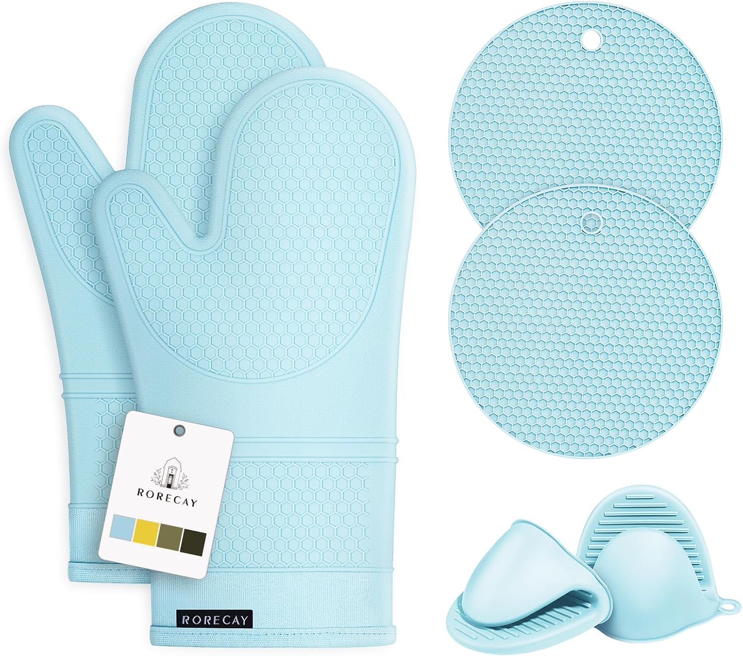 Heat Resistant Silicone Oven Mitts Set: Kitchen Essentials