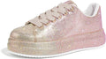 LUCKY STEP Rhinestone Sneakers for Women Platform Sparkly Tennis Shoes