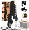 Pyle 6 String Electric Guitar Pack Left Metal Axe White - Starter Kit