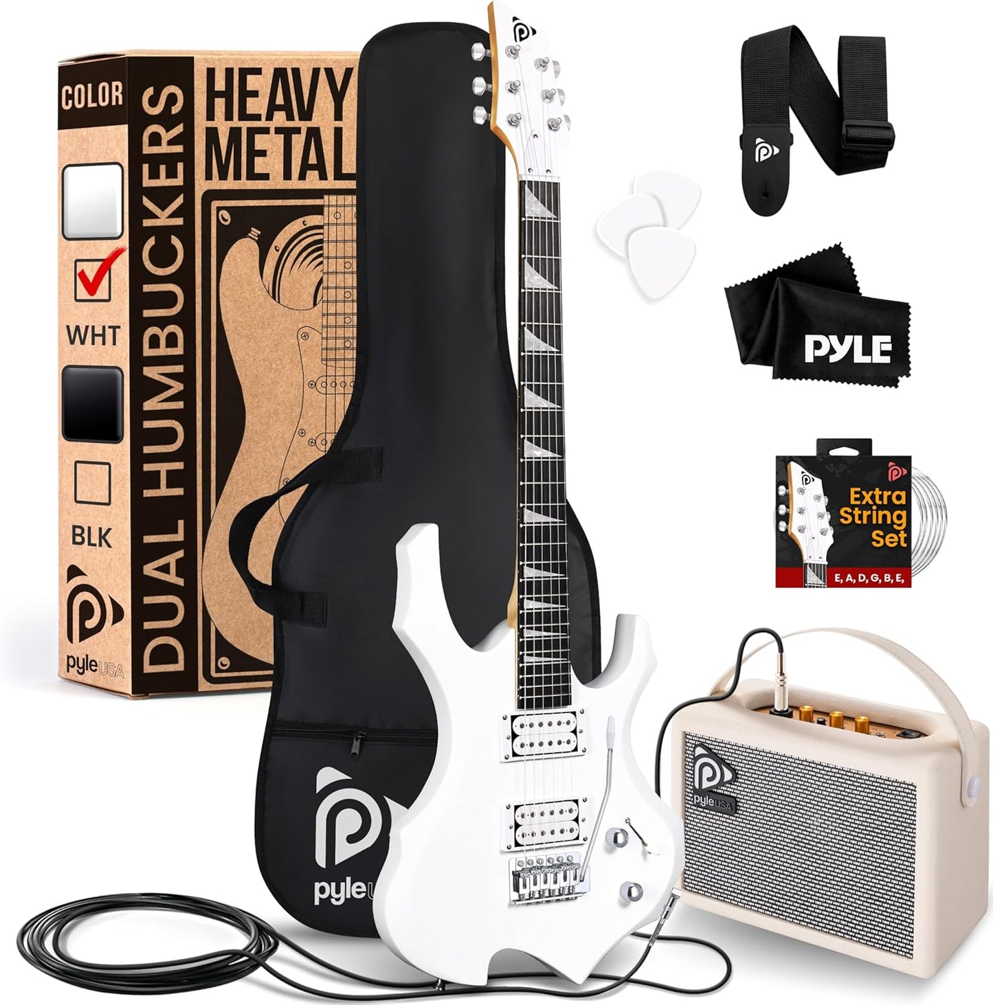 Pyle 6 String Electric Guitar Pack for Heavy Metal Enthusiasts