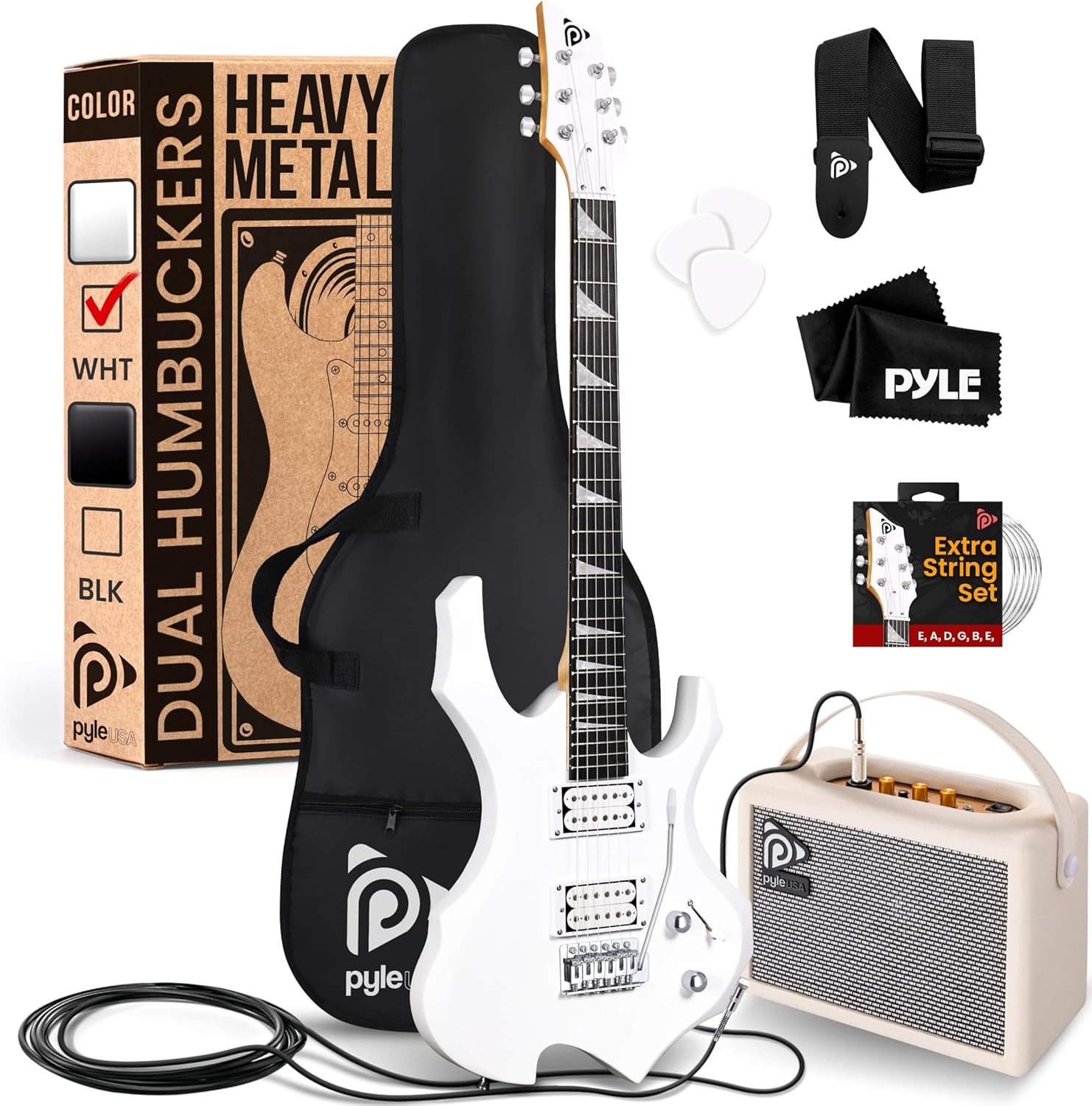 Pyle 6 String Electric Guitar Pack for Heavy Metal Enthusiasts