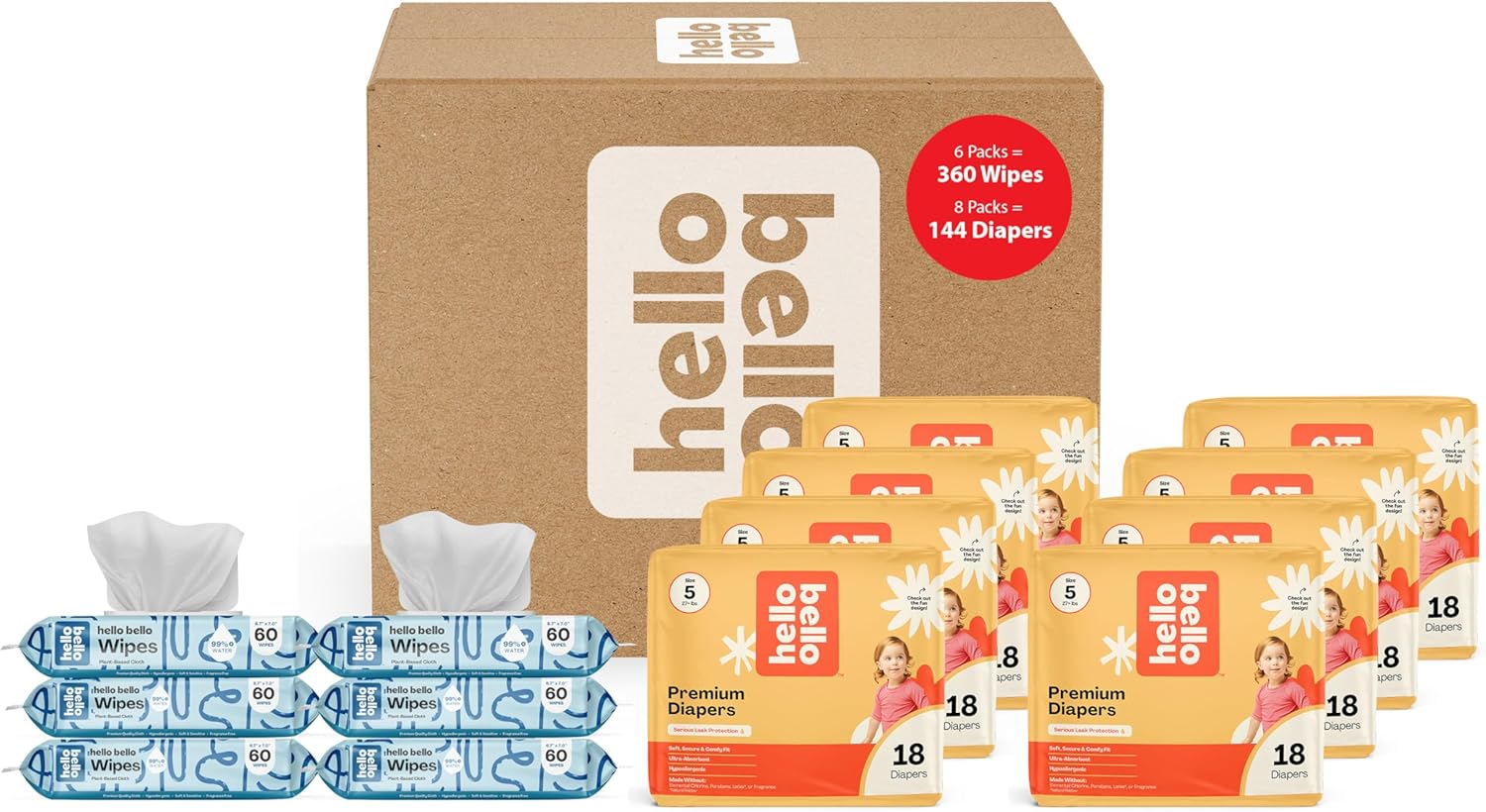 Hello Bello Mega Surprise Pack Size 5 Hypoallergenic Diapers
